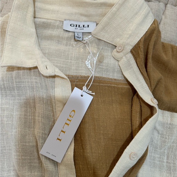 Block Color Linen Button Down - Picture 3 of 3